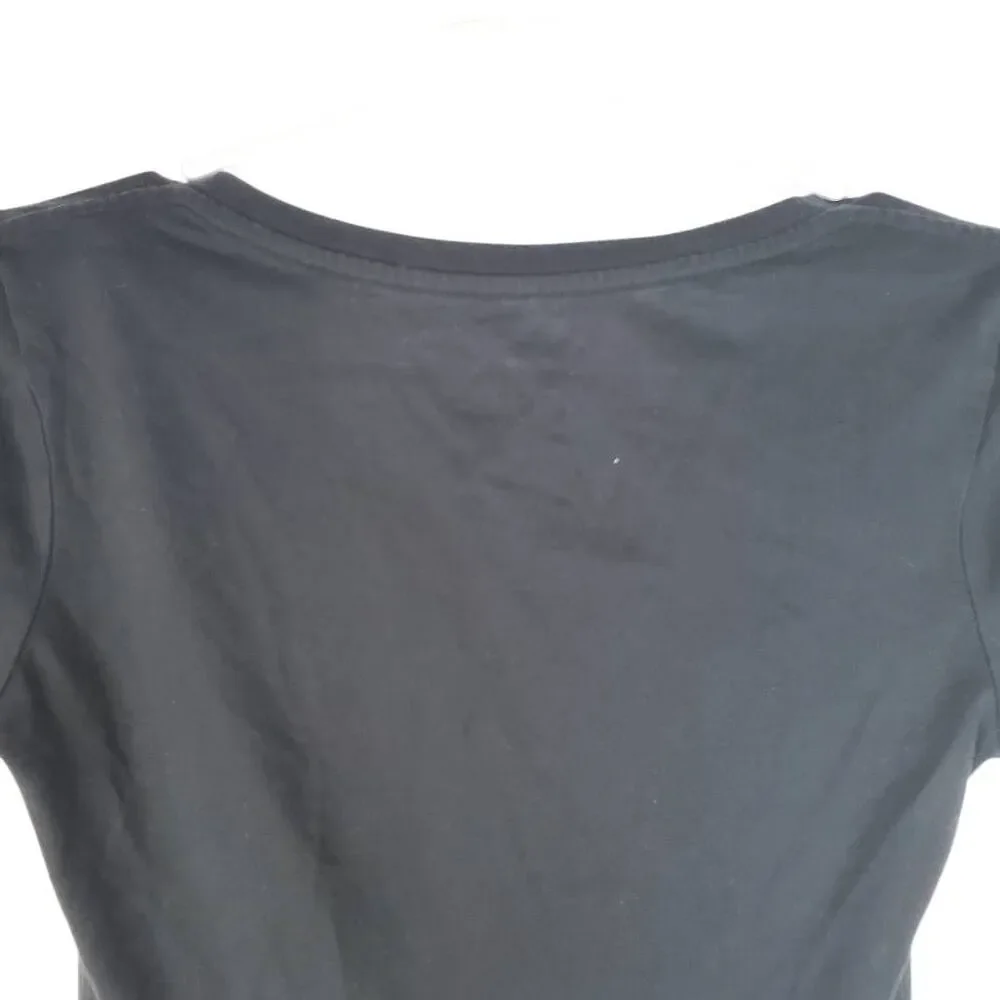 Nike Dri-Fit V-neck Run Dont Hide Short Sleeve Athletic Cut Graphic Tee Black XS